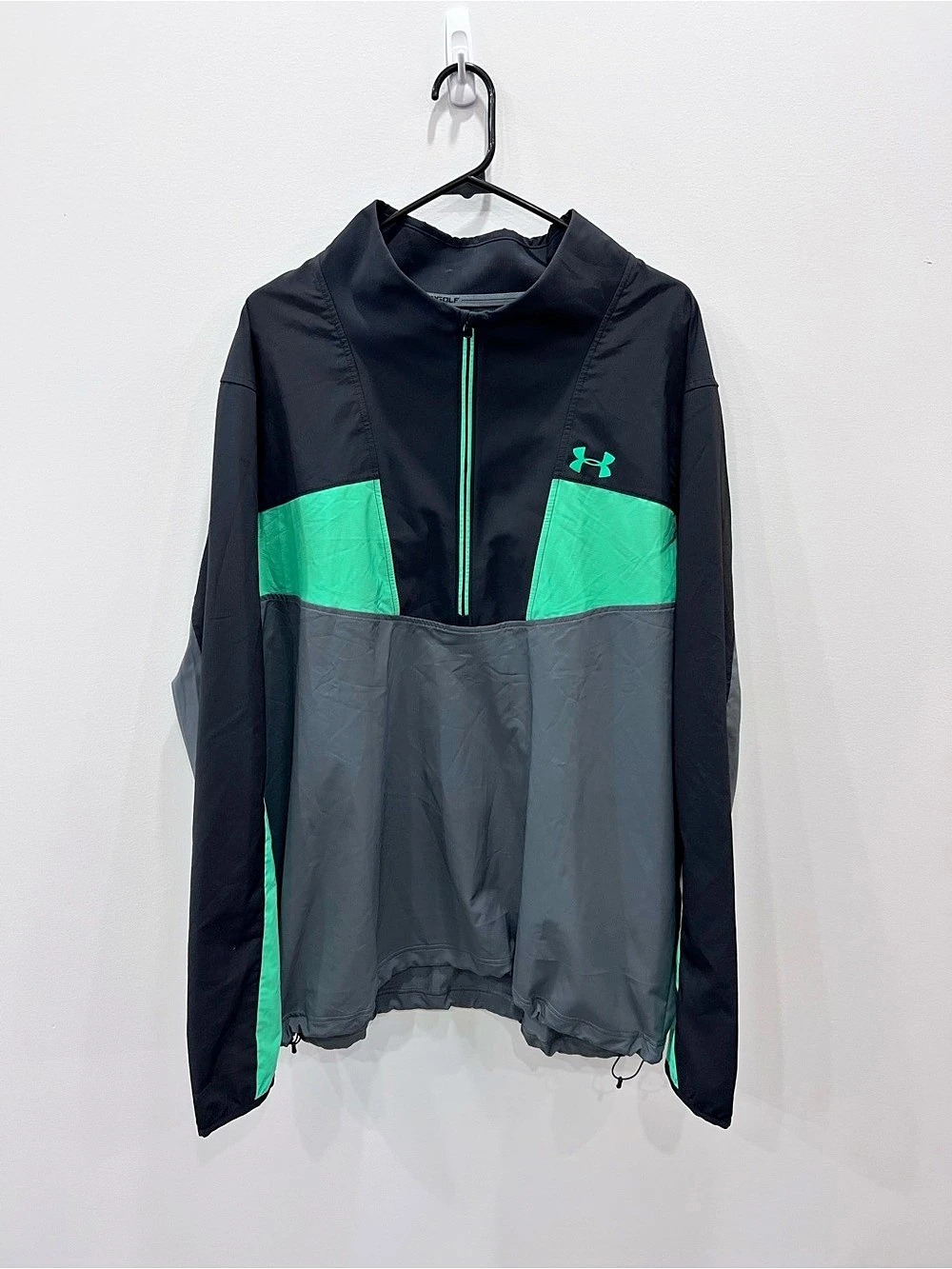 Under Armour Golf Storm Windbreaker Pullover XXL Black Green